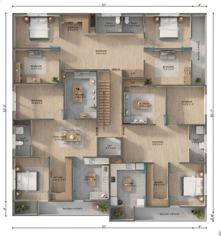 Floor Plan, dlf ankur vihar 3 Bedroom 900 Sq.Ft. Builder Floor In Dlf Ankur Vihar Ghaziabad 10556719