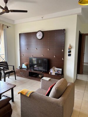 Living Room in 3 BHK Apartment at Bhartiya Nikoo Homes, Thanisandra Main Road – for Rent