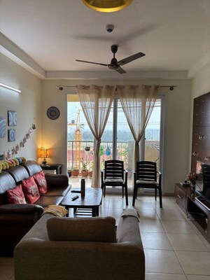 Living Room in 3 BHK Apartment at Bhartiya Nikoo Homes, Thanisandra Main Road – for Rent