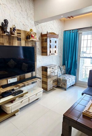 Living Room in 1 BHK Apartment at Atlantic Jewels, Kavesar – for Rent