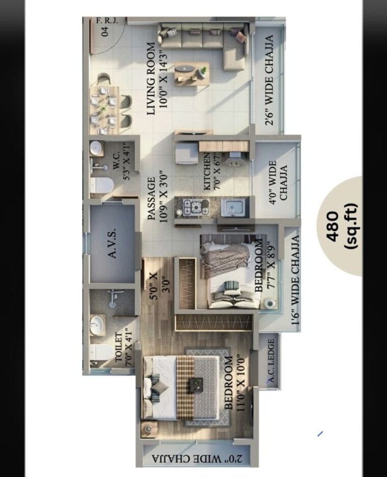 Floor Plan, natwar nagar 2 Bedroom 503 Sq.Ft. Apartment In Natwar Nagar Mumbai 10557675