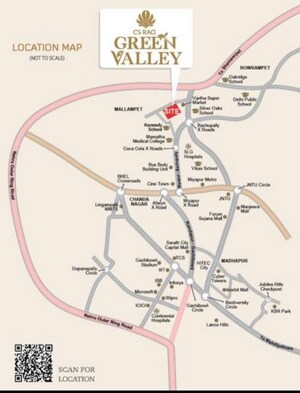 4 BHK Villa – Map Location View at Greater Infra CS Rao Green Valley, Bachupally - for Sale