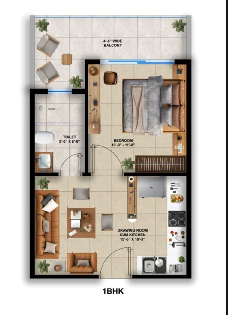 Floor Plan, atas bangar  645 Sq.Ft. Apartment In Atas Bangar Vrindavan 10558915