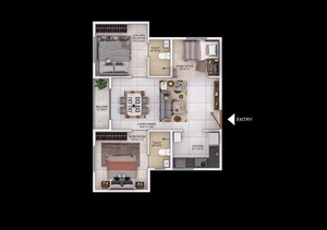 Floor Plan in 2.5 BHK Apartment at Nambiar Millennia, Sarjapur Road – for Rent
