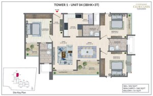 Floor Plan in 3 BHK Apartment at Agrahara – for Sale
