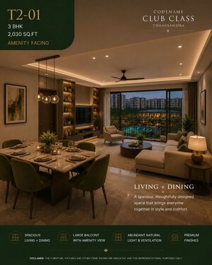 Living Room in 3 BHK Apartment at Agrahara – for Sale