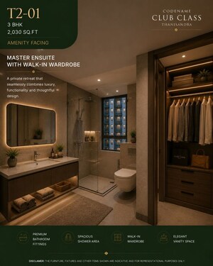Attached Bathroom in 3 BHK Apartment at Agrahara – for Sale