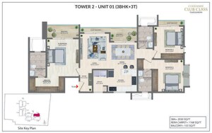 Floor Plan in 3 BHK Apartment at Agrahara – for Sale