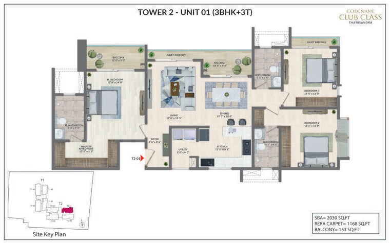 Floor Plan, agrahara 3 Bedroom 2030 Sq.Ft. Apartment In Agrahara Bangalore 10554358
