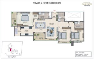 Floor Plan in 3 BHK Apartment at Agrahara – for Sale