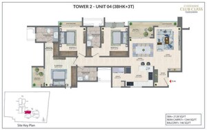 Floor Plan in 3 BHK Apartment at Agrahara – for Sale