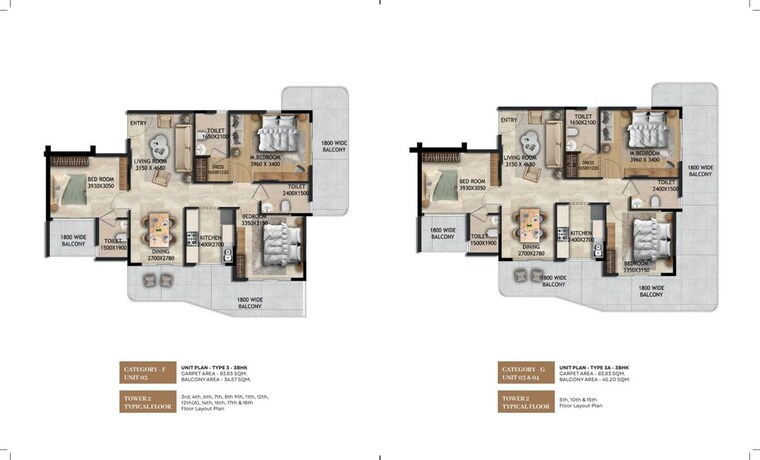Floor Plan, rof-advik 3 Bedroom 1500 Sq.Ft. Apartment In Sohna Sector 36 Gurgaon 10559605