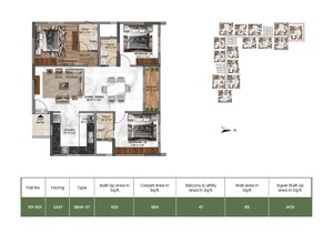 Floor Plan in 3 BHK Apartment at Mana Vista, Gattahalli – for Sale