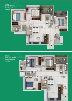 Floor Plan in 3 BHK Apartment at Ace Augusta, Hinjewadi – for Sale