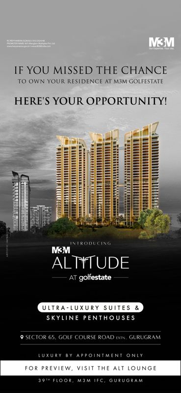 4 BHK + Study Room 4270 Sq.Ft. Apartment in M3M Altitude