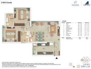 Floor Plan in 2 BHK Apartment at Dynamix Divum, Malad East – for Rent
