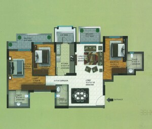 Floor Plan in 3 BHK Apartment at DLF Regal Gardens, Sector 90 – for Sale