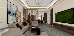 Living Room in 2.5 BHK Apartment at My Home Tridasa, Tellapur – for Sale