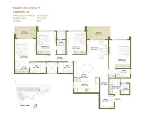 Floor Plan in 4 BHK Apartment at Embassy Greenshore, Devanahalli – for Sale