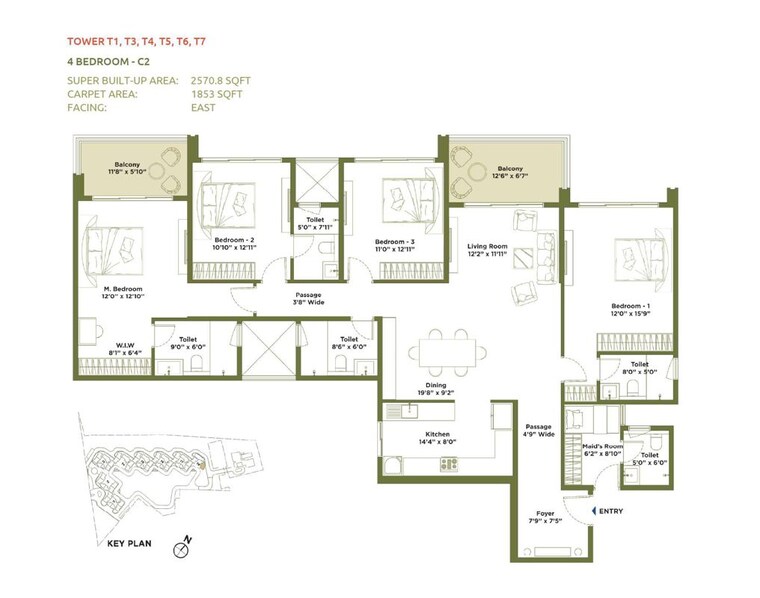 Floor Plan, embassy-greenshore 4 Bedroom 2203 Sq.Ft. Apartment In Devanahalli Bangalore 10562367