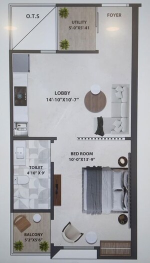Floor Plan in 2 BHK Apartment at Sunrakh Bangar – for Sale