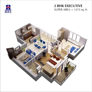 Floor Plan in 2 BHK Apartment at HFL Presidency Estate, Alwar Bypass Road – for Sale