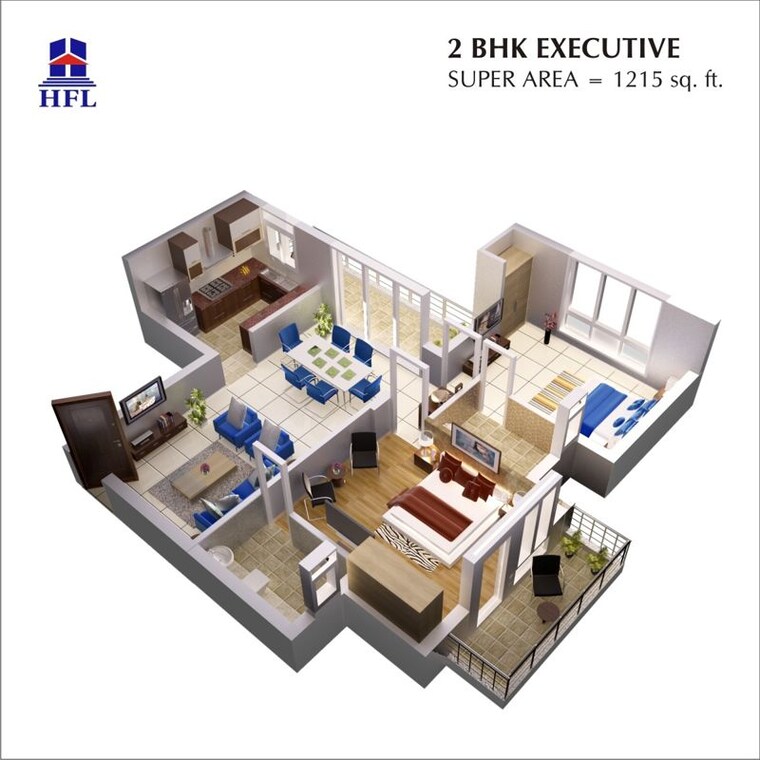 Floor Plan, hfl-presidency-estate 2 Bedroom 1275 Sq.Ft. Apartment In Alwar Bypass Road Bhiwadi 10564788