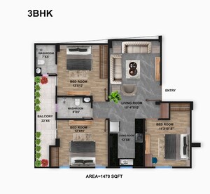 Floor Plan in 3 BHK Builder Floor at Salarpur – for Sale