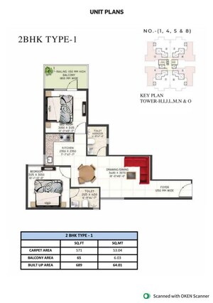 Floor Plan in 2 BHK Apartment at Sector 78 – for Sale