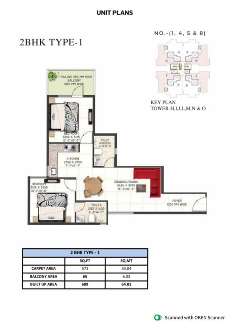 Floor Plan, sector 78 2 Bedroom 640 Sq.Ft. Apartment In Sector 78 Gurgaon 10544953