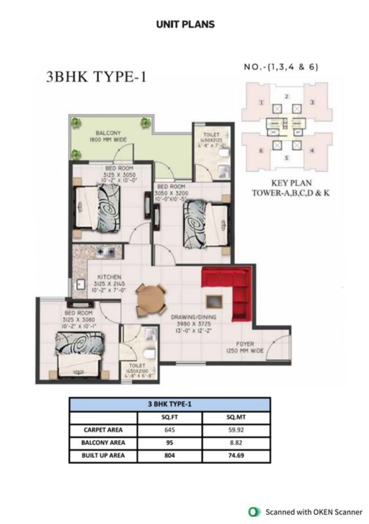Floor Plan, sector 78 2 Bedroom 640 Sq.Ft. Apartment In Sector 78 Gurgaon 10544953