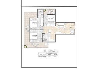 Floor Plan in 3 BHK Apartment at Yashika Green Square, Sector 99a – for Sale