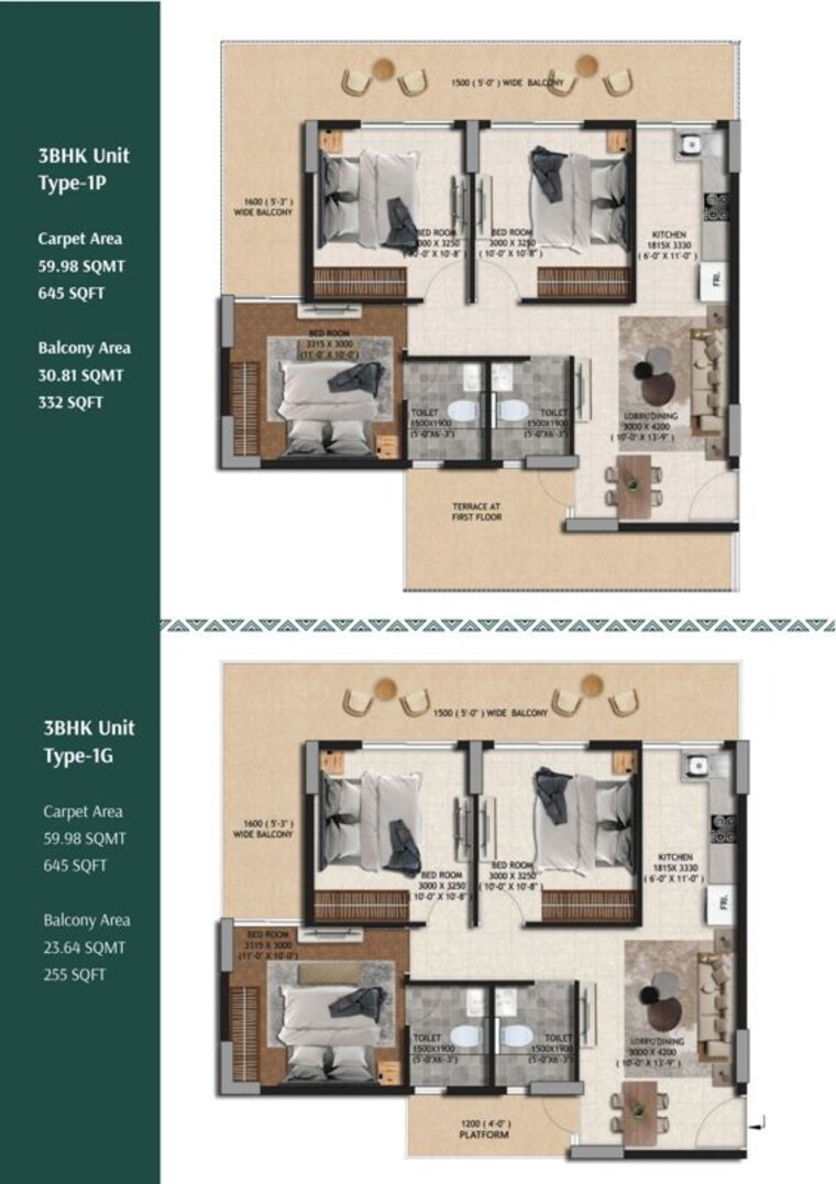 Floor Plan, sohna sector 25 3 Bedroom 1145 Sq.Ft. Apartment In Sohna Sector 25 Gurgaon 10568504