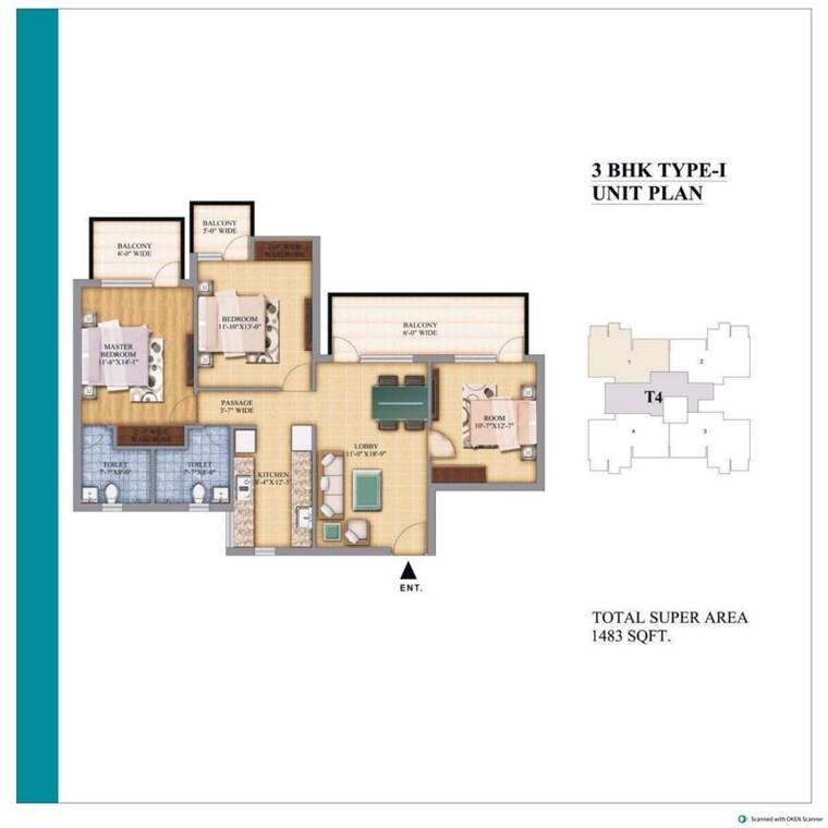 Floor Plan, pareena-micasa 2 Bedroom 865 Sq.Ft. Apartment In Sector 68 Gurgaon 10568927