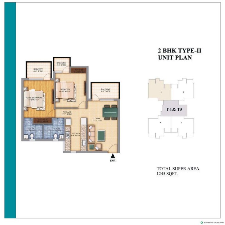 Floor Plan, pareena-micasa 2 Bedroom 865 Sq.Ft. Apartment In Sector 68 Gurgaon 10568927