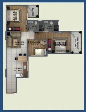 Floor Plan in 2 BHK Apartment at ROF Ananda, Sector 95 – for Sale