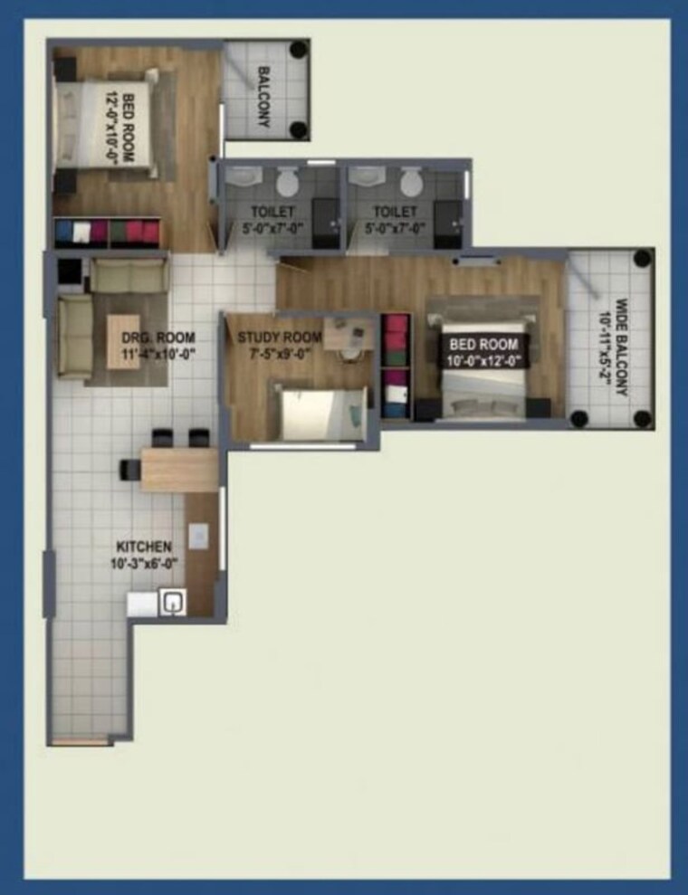 Floor Plan, rof-ananda 2 Bedroom 903 Sq.Ft. Apartment In Sector 95 Gurgaon 10569797