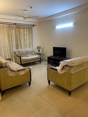 Living Room in 3.5 BHK Apartment at Bhartiya Nikoo Homes, Thanisandra Main Road – for Rent