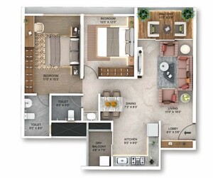 Floor Plan in 3 BHK Apartment at Kothrud – for Sale