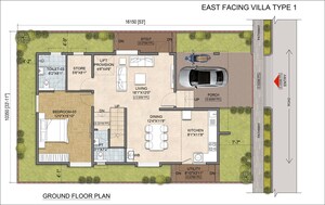 Floor Plan in 3 BHK Villa at Aurobindo Sansa County, Peeranchuruvu – for Sale