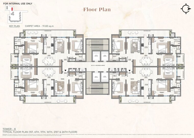 Floor Plan, ambala highway 4 Bedroom 3475 Sq.Ft. Apartment In Ambala Highway Zirakpur 10570812