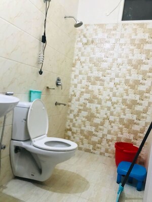 Bathroom in 3 BHK Apartment at Green Valley Heights, Dhakoli – for Rent