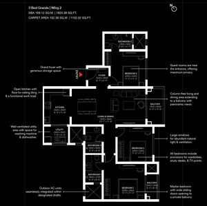 Floor Plan in 3 BHK Apartment at Sobha One Residences, Hoskote – for Sale