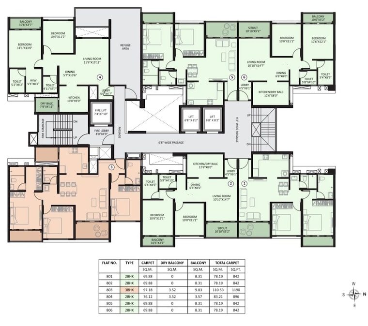 Floor Plan, basil-mount-lords 3 Bedroom 1312 Sq.Ft. Apartment In Dhankawadi Pune 10571652