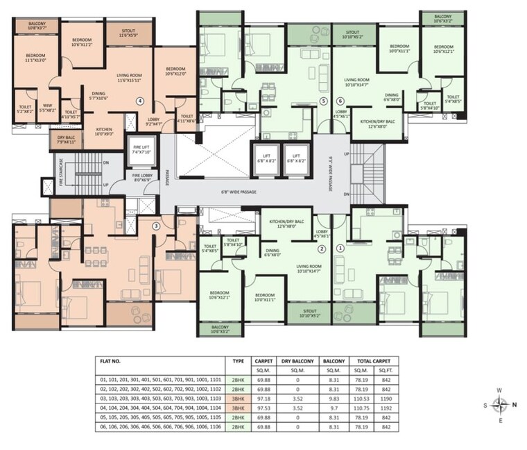 Floor Plan, basil-mount-lords 3 Bedroom 1312 Sq.Ft. Apartment In Dhankawadi Pune 10571652