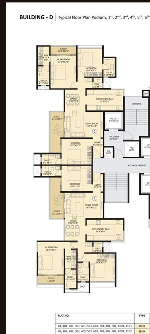 Floor Plan in 3 BHK Apartment at Basil Mount Lords, Dhankawadi – for Sale