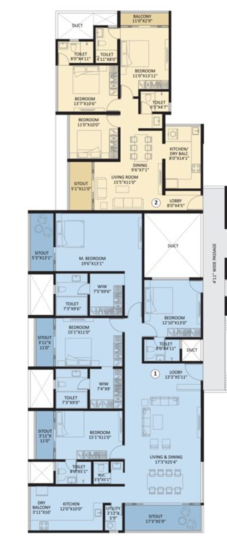 Floor Plan, basil-mount-lords 3 Bedroom 1312 Sq.Ft. Apartment In Dhankawadi Pune 10571652