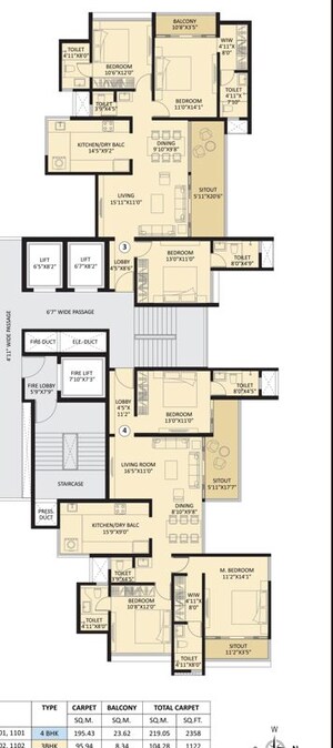 Floor Plan in 3 BHK Apartment at Basil Mount Lords, Dhankawadi – for Sale