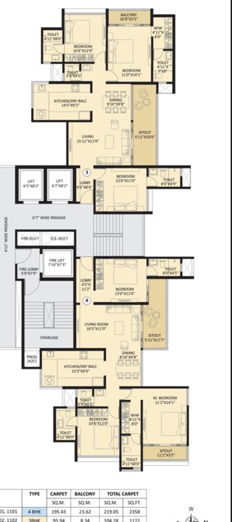 Floor Plan, basil-mount-lords 3 Bedroom 1312 Sq.Ft. Apartment In Dhankawadi Pune 10571652