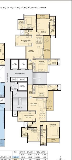 Floor Plan in 3 BHK Apartment at Basil Mount Lords, Dhankawadi – for Sale